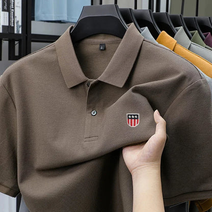 Luxury men's polo shirt brand embroidered short sleeved 100% cotton business casual skin friendly breathable summer new T-shirt