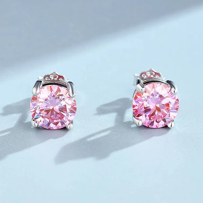 4-claw Real Moissanite Stud Earrings for Women 925 Sterling Silver Earring White Pink Red Green Color Diamond EarringCertified