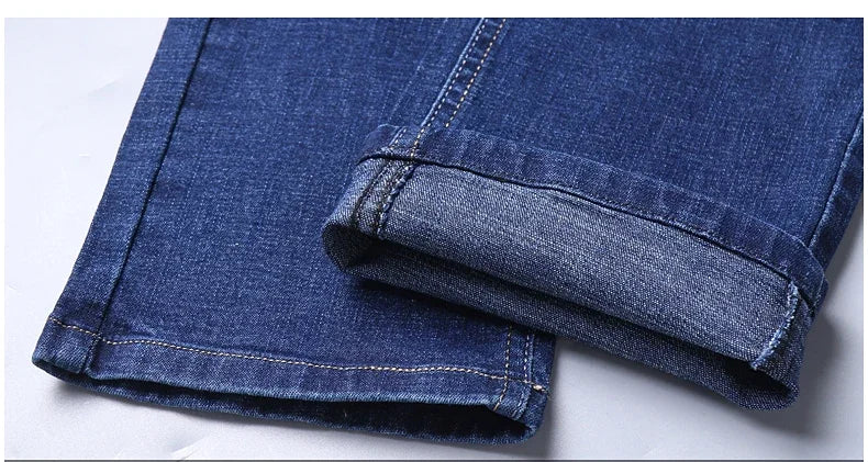 2025 New Business Men's Jeans Casual Comfortable Straight Stretch Fashion Classic Premium Blue Black Denim Pants Large Pants