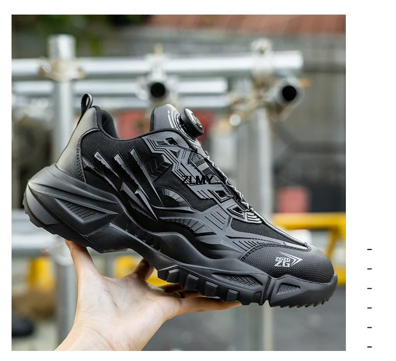 Quality Rotated Button Safety Shoes Men Steel Toe Working Sneakers Light Stab Proof Work Boots Man Anti-smash Security Footwear