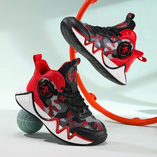 Kids Basketball Shoes Ankle Support Sneakers Tactical Boots Breathable Boys Girls Sports Shoes Shock-absorbing Athletic Shoes
