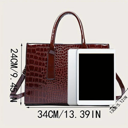 Women'S Large Capacity Tote Bag Elegant Synthetic Handbag with Zipper Closure, Spacious Work Bag for Women Formal & Everyday Use