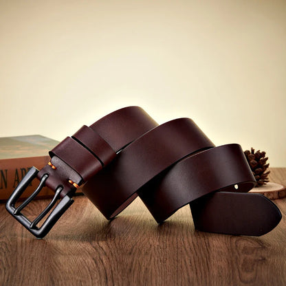 4.3cm Widen Thick Real Cowskin Genuine Leather Belt For Men High Quality Casual Male Belt Double Pin Buckle Cowboy Jeans Strap
