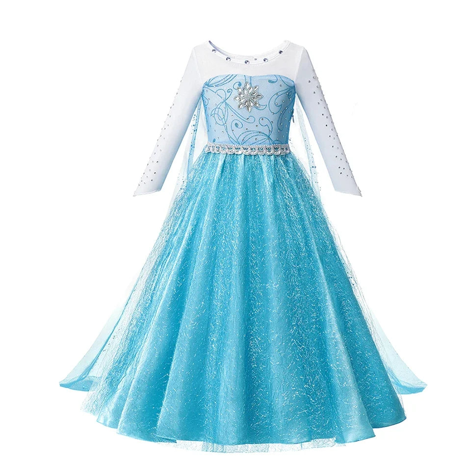 Kids Princess Cosplay Costume Girl Snow Queen Dress Halloween Carnival Clothes Cute Cosplay Evening Party Clothing for 2-10 Year