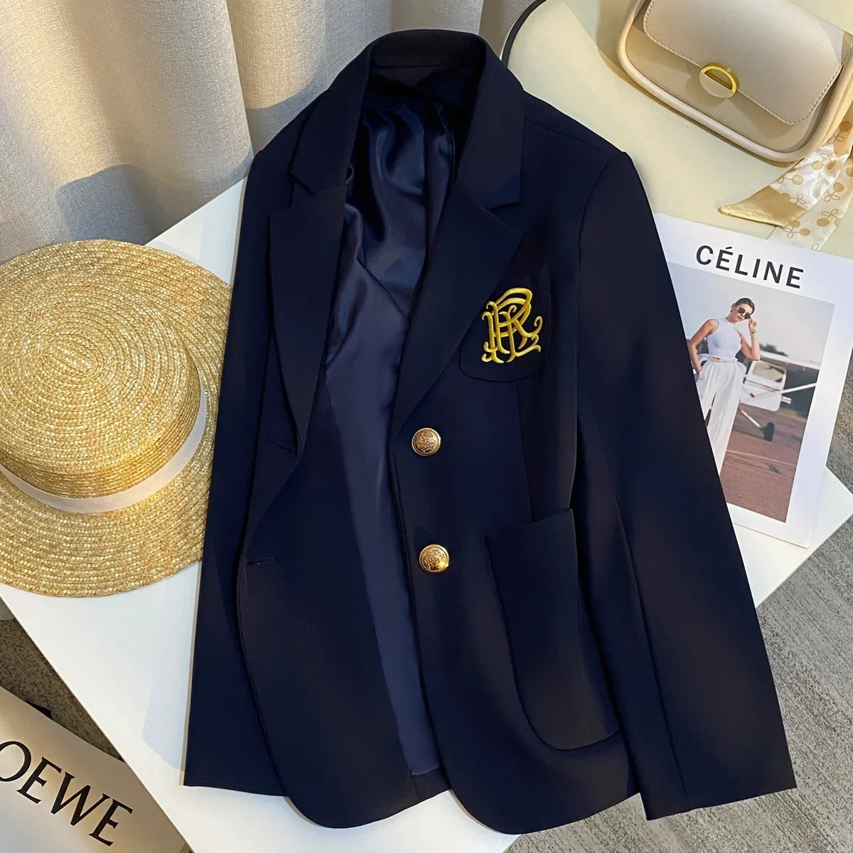 Spring 2026 New Sle Embroidered Women's Suit Jaet Commute Design High-End Feelings Korean Version Long Sve Casual Wear