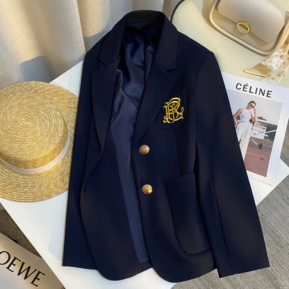 Spring 2026 New Sle Embroidered Women's Suit Jaet Commute Design High-End Feelings Korean Version Long Sve Casual Wear