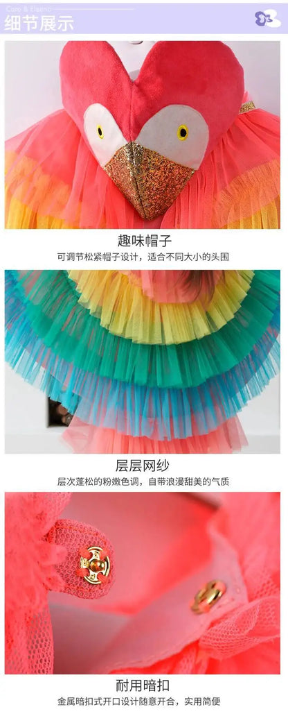 Halloween Children's Costume Cosplay Animal Parrot Performance Costume Kid Cloak Kindergarten Prom Animal Clothing