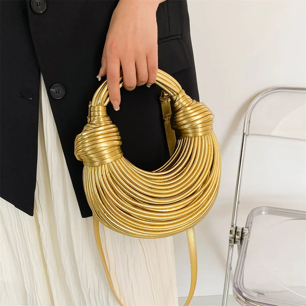 MOODS Luxury Evening Purses For Women Golden Noodle Knot Design Dinner Party Clutch Bag 2023 Luxury Designer Purses And Handbags