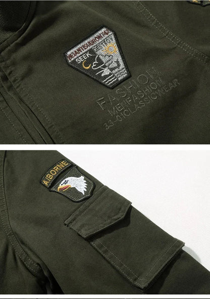 Men's Tactical Motorcycle Riding Jacket Military SWAT Combat Army Pilot Windbreaker Autumn Multi-Pocket Cargo Coat Outdoor Biker