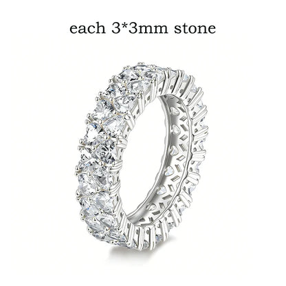 3/4mm Heart Cut D Color Moissanite Rings Full Diamond Luxury Bridal Promise Band for Women Original S925 Silver Jewelry