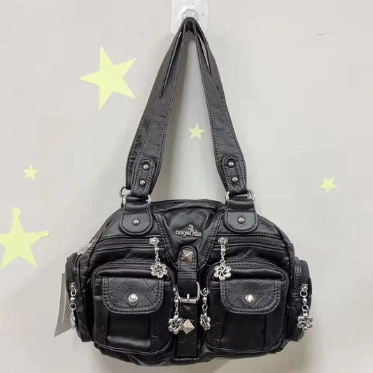 Vintage Bag Women Small Handbags Satchel Top-handle Handbag PU Shoulder Bag Dumpling Pack Multi-pockets Shoulder Bags