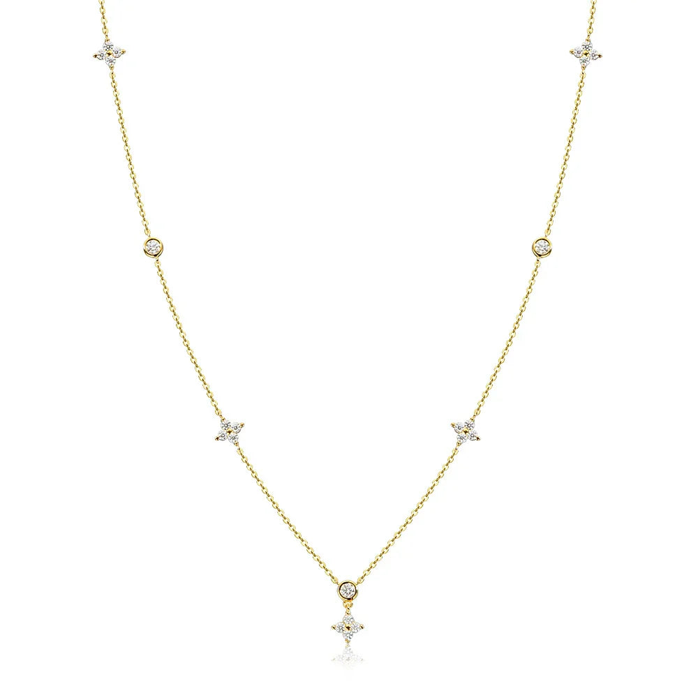 Moissanite Necklaces for Women Four Leaf Clover Diamond Pendant s925 Sterling Silver 18k Dainty Daily Necklace Jewelry