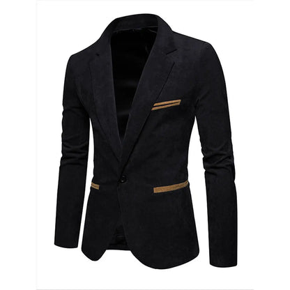 Men's Corduroy Blazer Jacket Medium Thick Business Suit Spring & Fall Season Fitted Design Woven Fabric Style
