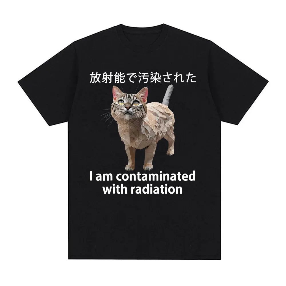 I Eat Cement Cursed Cat Funny Meme T Shirt for Men Women Fashion Casual Short Sleeve T Shirts Male Oversized Cotton T-shirt Tops