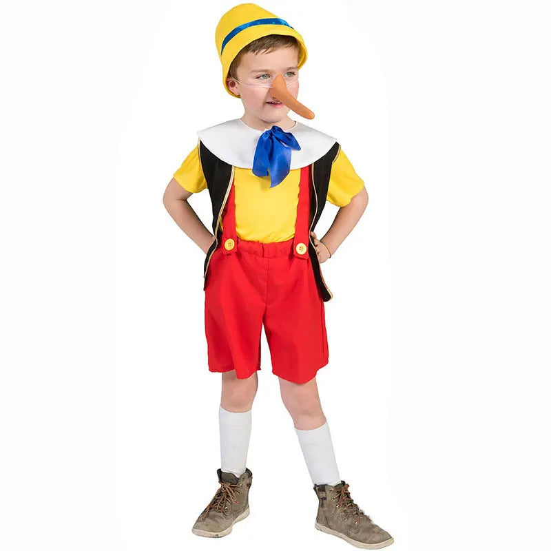 Umorden Puppet Pinocchio Costume for Kid Child Toddler Boy with Long Nose 3-4T 4-12T