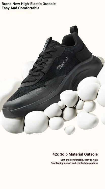 Men's Casual shoes Soft Sole Resilience Comfortable Breathable Pantshoes Black White Mesh Male Sneakers 672616702