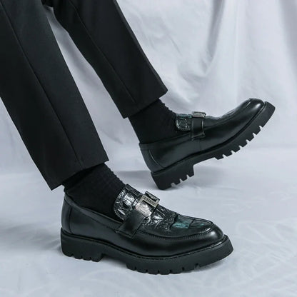 Mens Loafers Party Business Thick Soled Men Leather Shoes Dress Platform Shoes Comfortable Fashion New Casual Shoes for Men