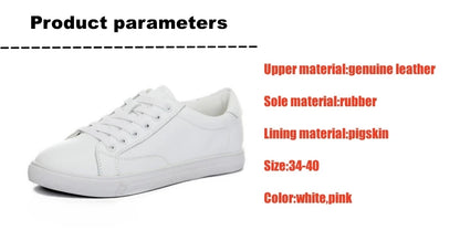 Women's Ladies Female Genuine Leather White Shoes Flats Lace Up Moccasins Spring Autumn Vulcanized Shoes Korean