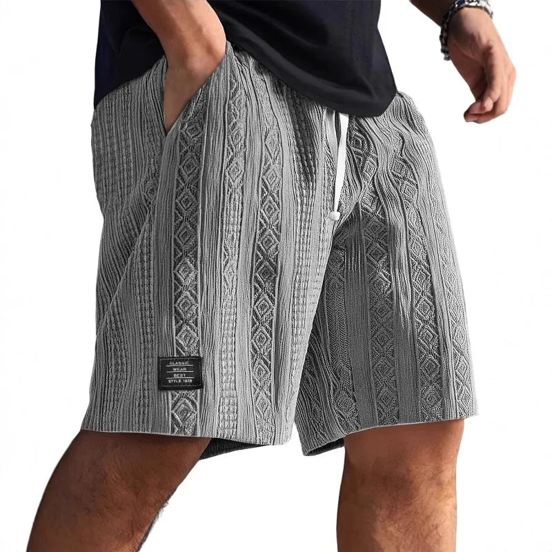 Men's Jacquard Casual Shorts Summer Harajuku Solid Sweatpants Fashion Men Short Pants Retro Men Clothes Roupas Streetwear New