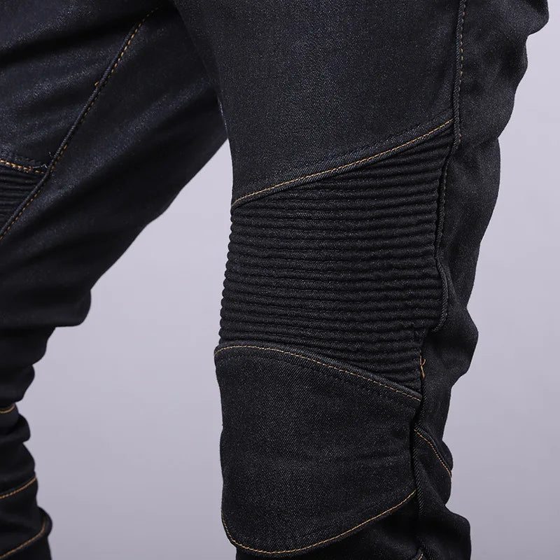 Men's Winter Biker Jeans Motocycle Denim Pants Male Stretch Original Long Trousers Off-road Protection Pants Plus Size 5XL