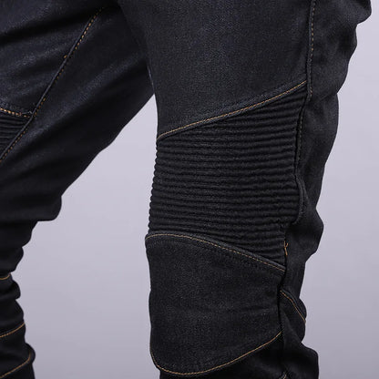 Men's Winter Biker Jeans Motocycle Denim Pants Male Stretch Original Long Trousers Off-road Protection Pants Plus Size 5XL