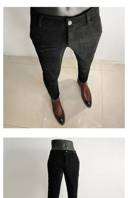 2025 Winter Men Suit Pants Woolen Thicken Keep Warm Formal Trousers Pantalones Hombre Solid Casual Slim Fit Pants Men Clothing