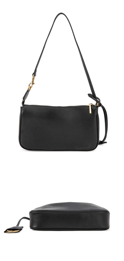 2026 Spring New Luxury Brand Women Shoulder Bags Split Leather Black Handbags Women Fashion Gold Buckle Underarm Bags