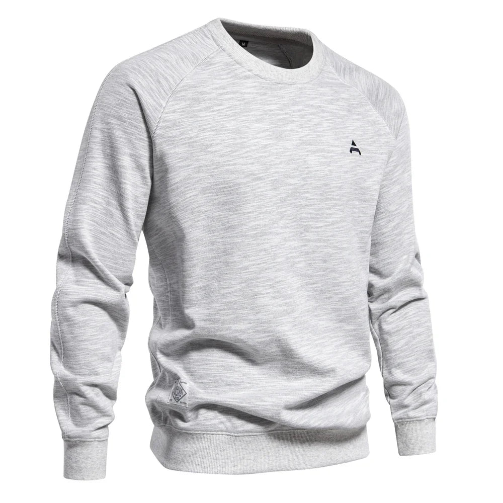Brand Quality Mens Cotton Blend Crew Neck Sweatshirt Casual Sport Pullover Solid Embroidery Sweatshirts for Men