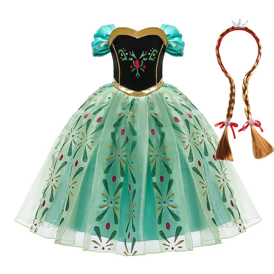 Children Anna Elsa Dress Girls Princess Cosplay Costume Kids Snow Queen Sequined Elegant Dress Girl Christmas Carnival Clothes