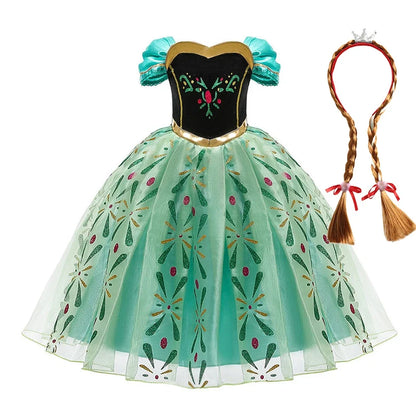 Children Anna Elsa Dress Girls Princess Cosplay Costume Kids Snow Queen Sequined Elegant Dress Girl Christmas Carnival Clothes