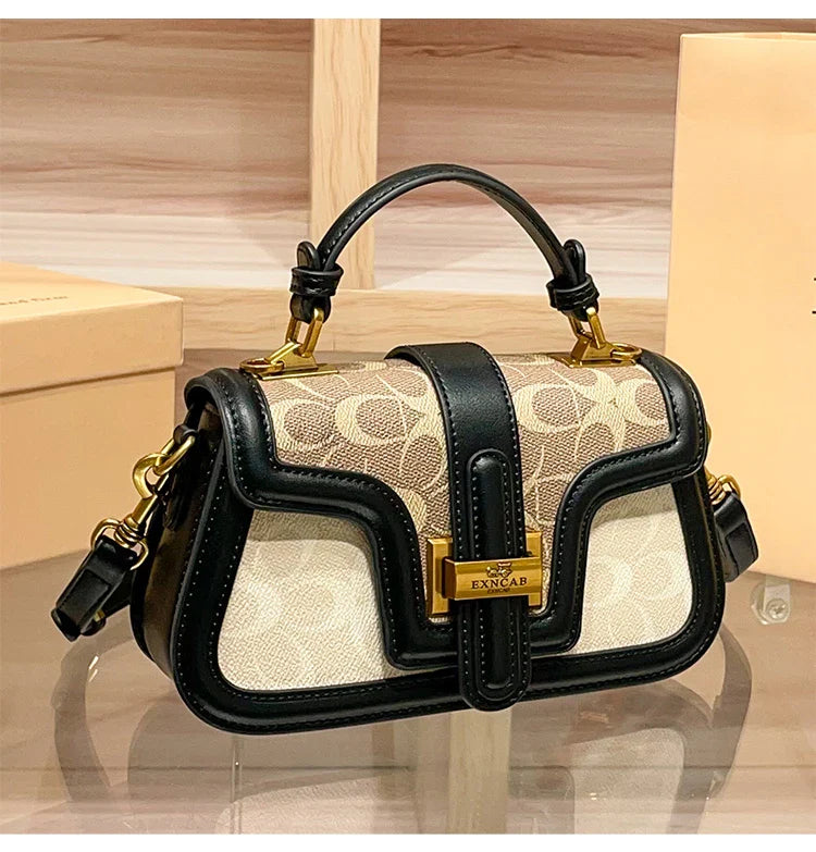 Light luxury niche design contrasting color saddle bag 2025 new high-end handbag versatile single shoulder crossbody bag