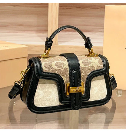 Light luxury niche design contrasting color saddle bag 2025 new high-end handbag versatile single shoulder crossbody bag