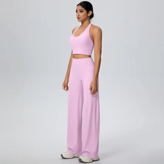 2Pieces Breathable Summer Workout Top Pants Yoga Set Yoga Underwear With Chest Pad Quick Drying Push Up Pencil Pants Yoga Set