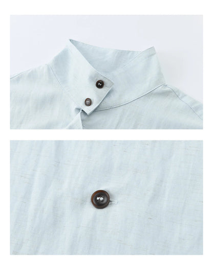 Women's Stand Collar Long Sleeve Shirts Spring Belted Waist Asymmetric Button Tops Casual Loose Solid Shirt MXF13C2459