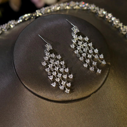 Fashion CZ Bride Indian Jewelry Set for Women Water Drop Wedding Design Choker Necklace Girlfriend birthday Gifts X0520