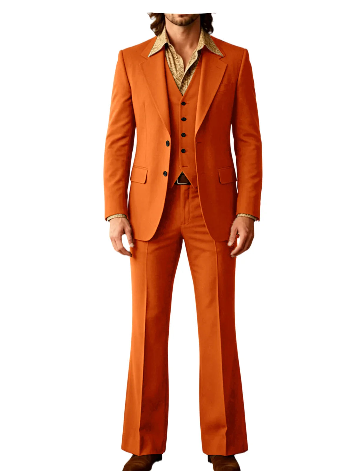 Retro Men's Linen 3 Piece Notch Lapel 2 buttons Jacket Flared Trouser Breathable Elastic for Casual Beach Wedding Groom Tuxedo
