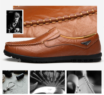 Genuine Leather Men Casual Shoes Brand Soft Italian Men Loafers Moccasins Breathable Slip on Black Driving Shoes Plus Size 37-47