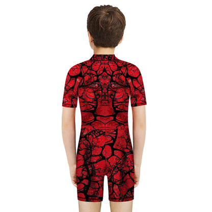 Children One Pieces Swimsuit Superhero 3D Print Playsuit Child Short Sleeve Swimwear Beach Bathing Suit Swim Wear For Boys Girls