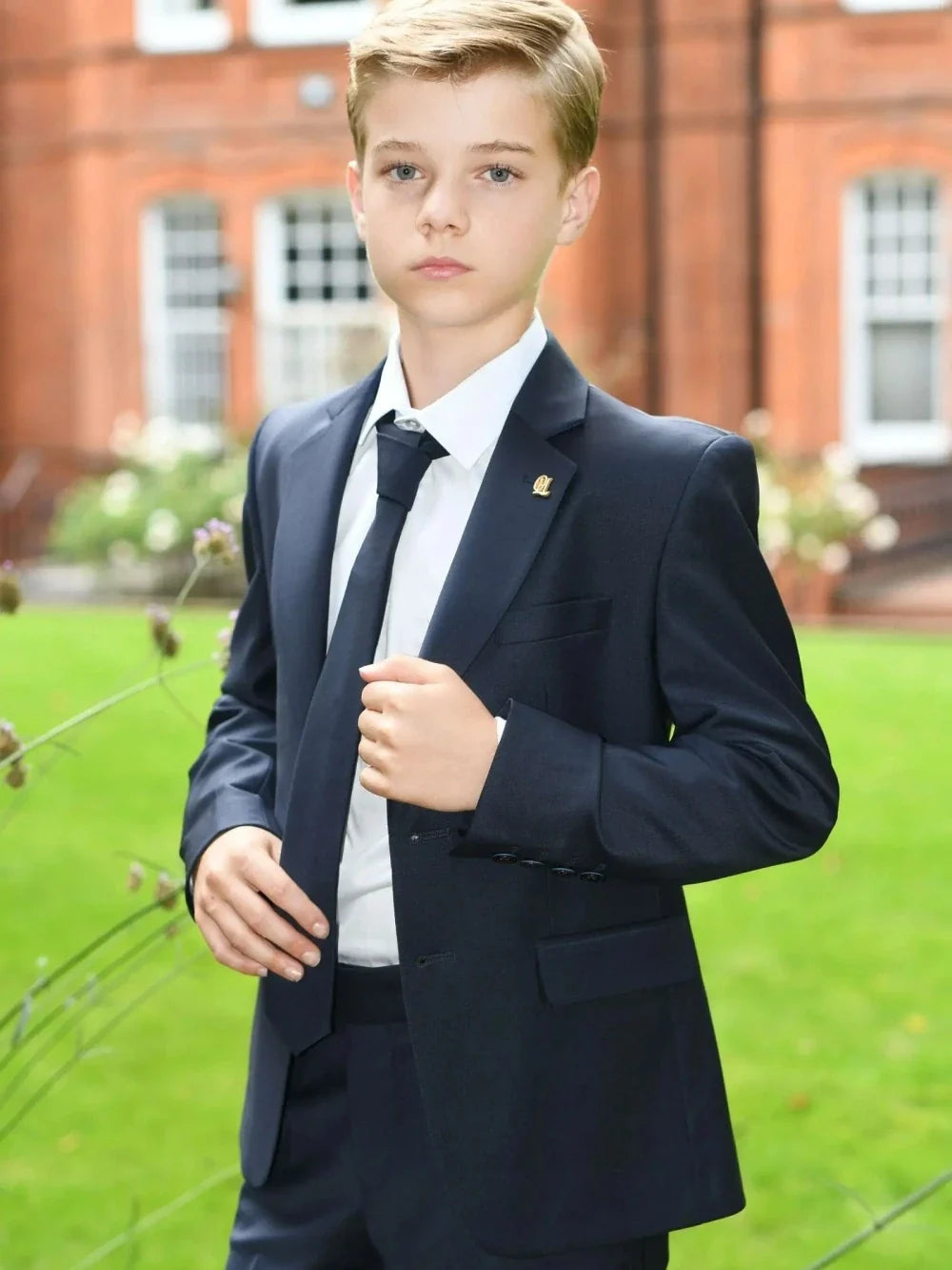 Fast Delivery Navy Boys Lapel Suits Classy Stylish Kids Formal Suit Set Formal High Quality Child Tuxedo For Piano Performance