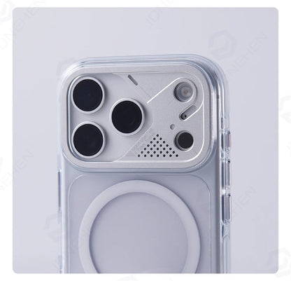Luxury Transparent For Magsafe Magnetic Case For iPhone 17 Pro Max 17pro Technology Style Metal Lens Protection Clear Hard Cover