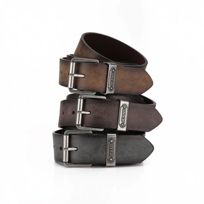 A Western-Style PU Leather Belt for Both Men and Women, a Classic and Casual Retro Belt