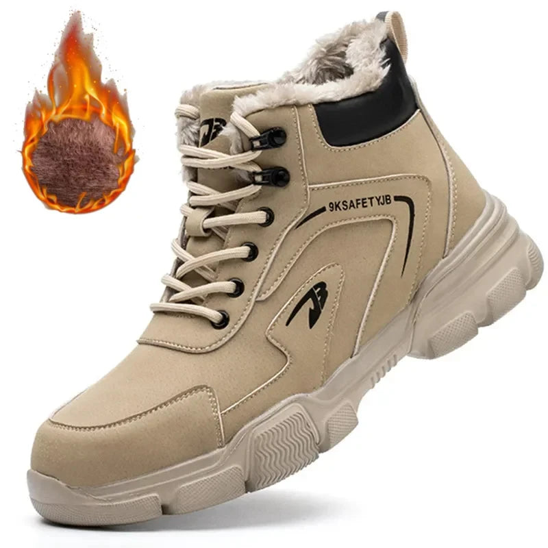 New 2024 Fashion Winter Warm Labor Boots For Men Waterproof Steel Toe Cap Safety Work Shoes Sneakers Male Footwear