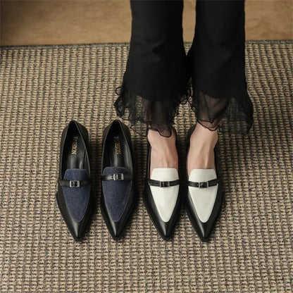 New Summer Style Fashionable Comfortable Wear-resistant Belt Buckle Thick Heel Medium Pointed Matching Women's Single Shoes
