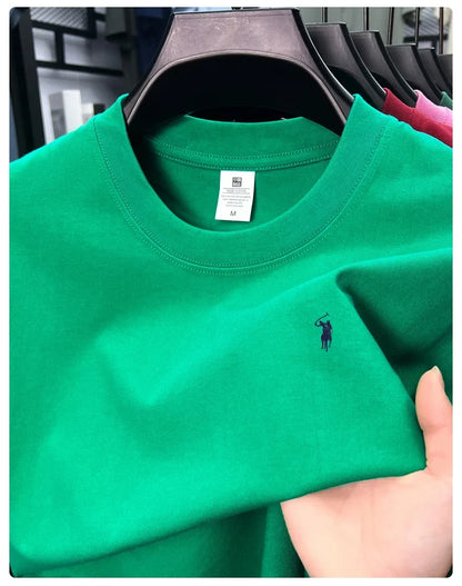 100% cotton high-end short sleeve T-shirt summer designer brand pony embroidery round neck top fashion casual golf men's wear