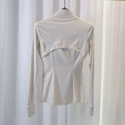 New Version Gold Zipper Slimming Jacket Yoga Stand Collar Coat Slim Fit Quick-Dry Sports Thin Twilight Rose Gold Summer
