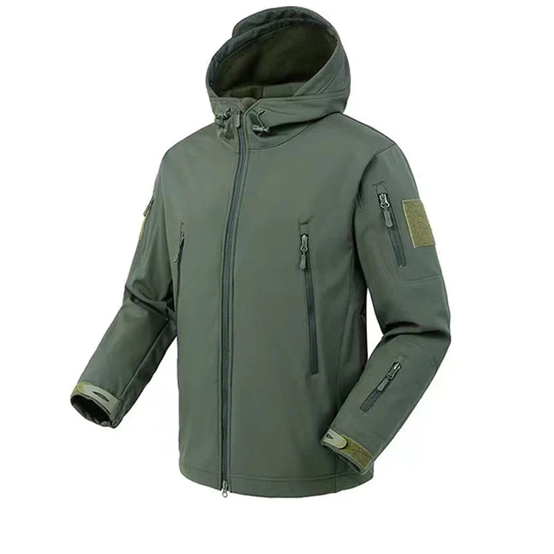 Men's Autumn Winter SoftShell Fleece Jackets Male Hood Windproof Coat Fishing Hiking Camping Climbing Skiing Warm Pants Trousers