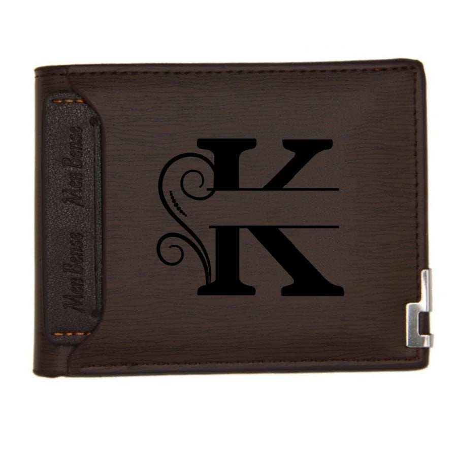 Personalized Wallet for Men Custom Wallets for Men Engraved Letter Name Leather Wallet Bifold Custom Gifts for Dad/Husband