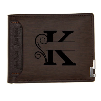 Personalized Wallet for Men Custom Wallets for Men Engraved Letter Name Leather Wallet Bifold Custom Gifts for Dad/Husband