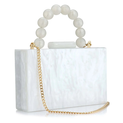 Beading Handbag Marble Acrylic Luxury Box Clutch Evening Bags Wedding Party Chain Shoulder Bag Dinner Dress Purse Festival Gift