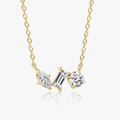 Marquise/Round/Rectangular Cut Moissanite Pendant Necklace For Women Three Stone Irregular Moissanite Diamond Necklace